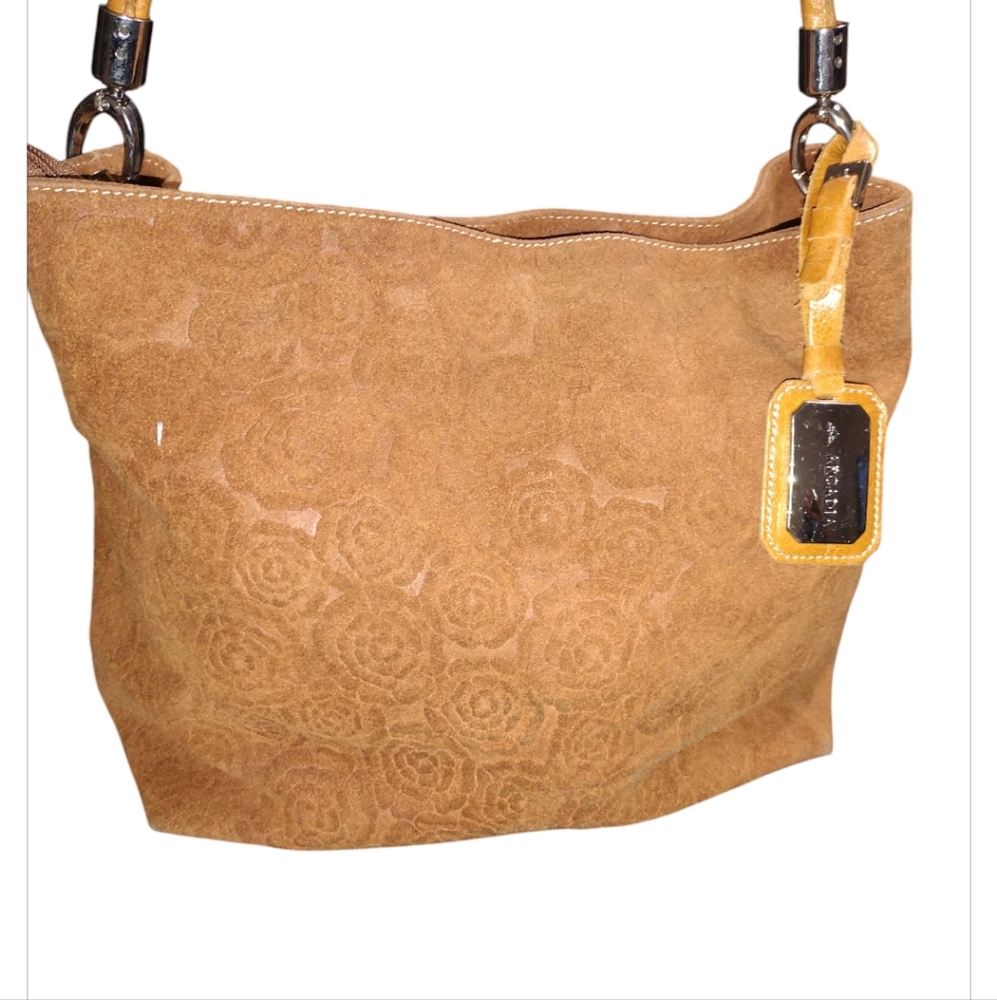 Arcadia Floral Embossed Tan Shoulder Bag
